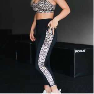Zyia Brilliant Leopard Color-Block High Rise Capri Legging